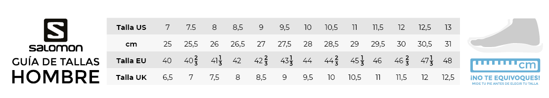 guía de tallas calzado Salomon hombre