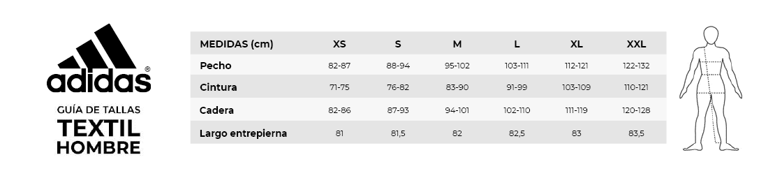 Guia de tallas textil Adidas hombre